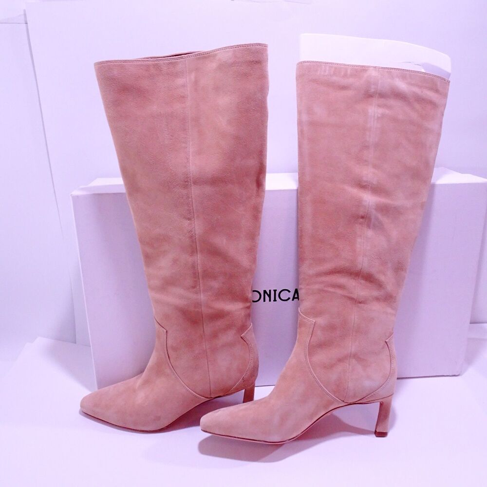 Veronica Beard Kinna Tall Suede Knee High Boots Sz 8 WIDE CALF NIB 780 Sand - Picture 12 of 14